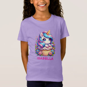 Camiseta Garota de Aniversário Personalizada do Cupcake e d