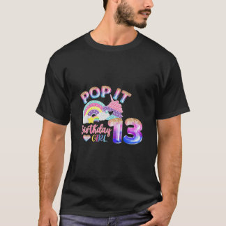 Camiseta Garota de Aniversário Unicórnio Fidget Pop It 13 A