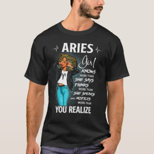 Camiseta Garota de Áries Sabe Mais do Que Diz Para Mulheres
