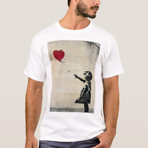 Camiseta Garota De Banksy Com Um Balão Vermelho