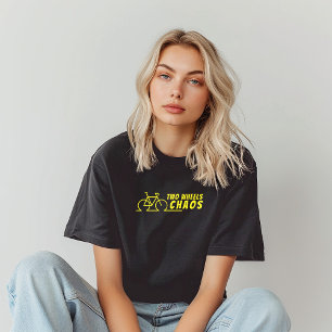 Camiseta Garota de bicicleta retrô Ironia preto amarelo