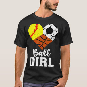 Camiseta Garota de Bola Diversão de Sofball Garota de Basqu
