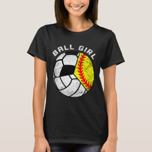 Camiseta Garota de Bola Softbol Volei Futebol Engraçado Tri