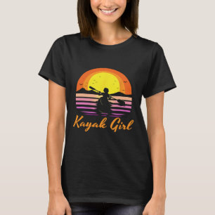 Camiseta Garota de Caiaque Caiaque Engraçado Pôr do Sol Rem