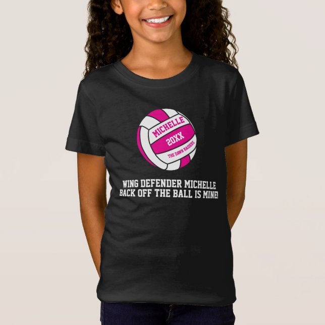 Camiseta Garota de cauda branca-rosa de Netball (Frente)