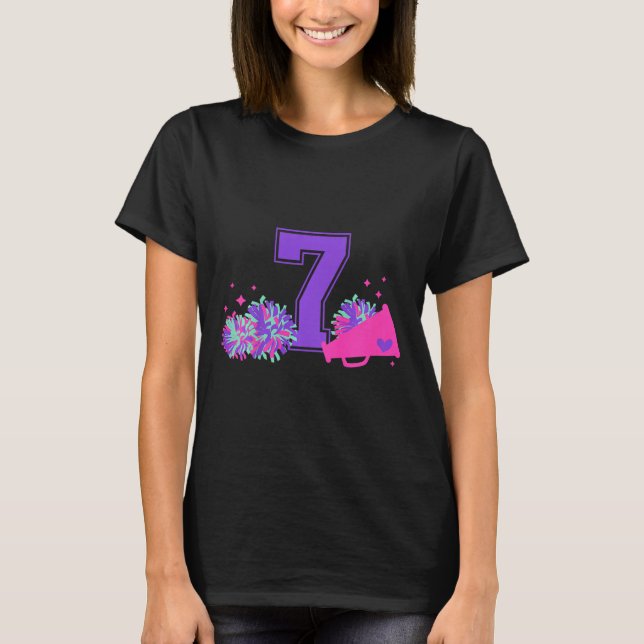 Camiseta Garota de Cheerleading de 7 Anos de Idade Sete Ano (Frente)