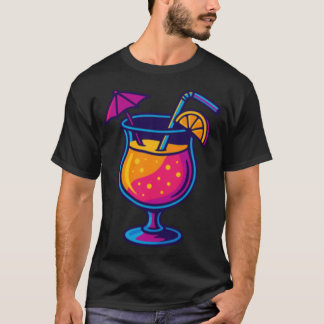 Camiseta Garota de coquetel de neon de férias