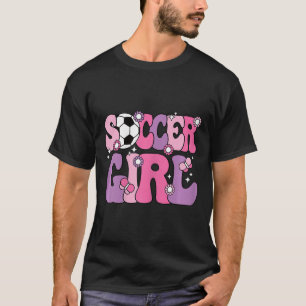 Camiseta Garota de Futebol Fofa Groovy Amante de Futebol Mu