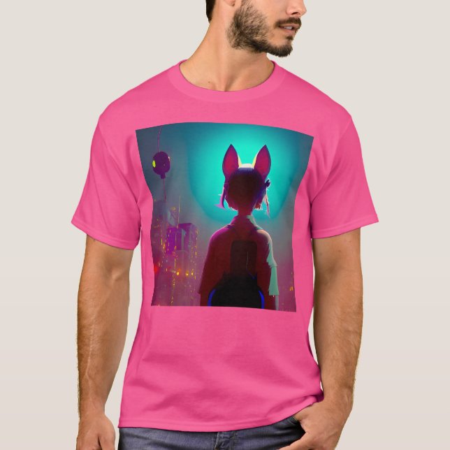 Camiseta Garota de Gato de Anime (Frente)