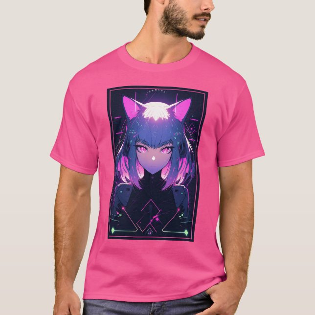 Camiseta Garota de Gato de Anime (Frente)