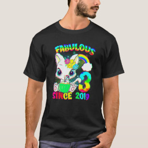 Camiseta Garota de Gato Gota Fabulosa De aniversário de 3 a