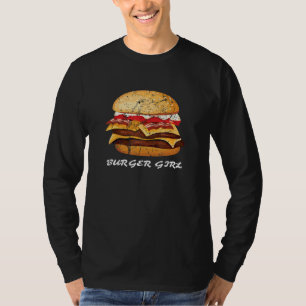 Camiseta Garota de Hambúrguer de Fast Food Hambúrguer Bacon