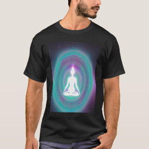 Camiseta Garota de Ioga Fêmea Saudação ao Sol Meditação Cha