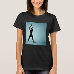 Camiseta Garota de Ioga Fêmea Saudação ao Sol Meditação Cha