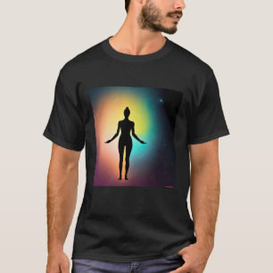 Camiseta Garota de Ioga Fêmea Saudação ao Sol Meditação Cha