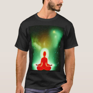 Camiseta Garota de Ioga Fêmea Saudação ao Sol Meditação Cha