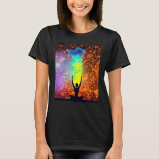 Camiseta Garota de Ioga Fêmea Saudação Solar Meditação Chak