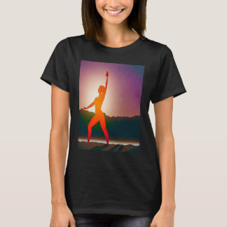 Camiseta Garota de Ioga Fêmea Saudação Solar Meditação Chak