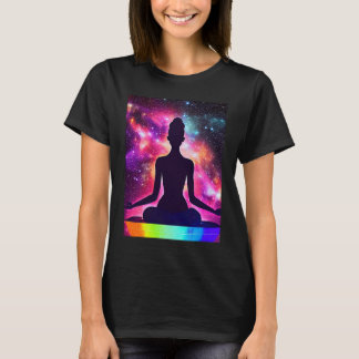 Camiseta Garota de Ioga Fêmea Saudação Solar Meditação Chak