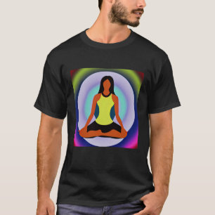 Camiseta Garota de Ioga Fêmea Saudação Solar Meditação Chak