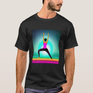 Camiseta Garota de Ioga Fêmea Saudação Solar Meditação Chak