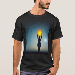Camiseta Garota de Ioga Feminino Saudação ao Sol Meditação