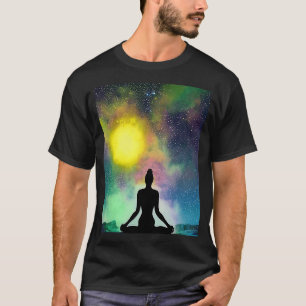 Camiseta Garota de Ioga Mulher Saudação ao Sol Meditação Ch