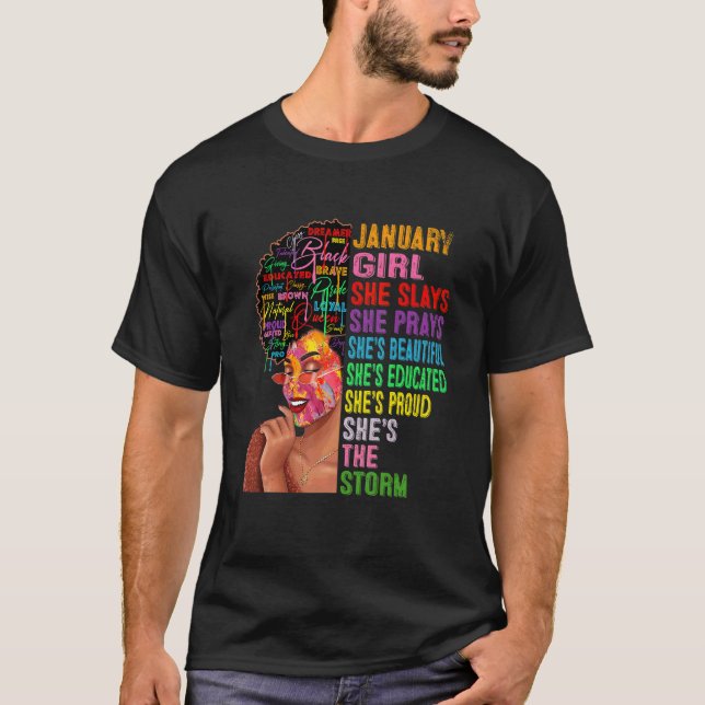 Camiseta Garota de janeiro que ela faz apresentações e reze (Frente)