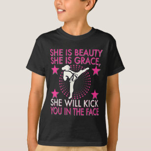 Camiseta Garota de Karatê Taekwondo Mulheres Chute de Karat