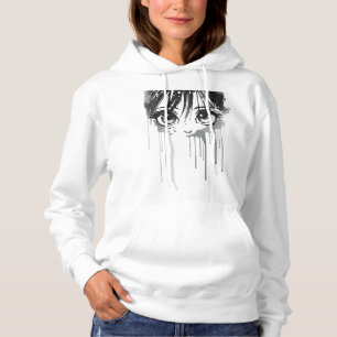 Camiseta Garota de Mangá com Olhar Encharcado de Tinta