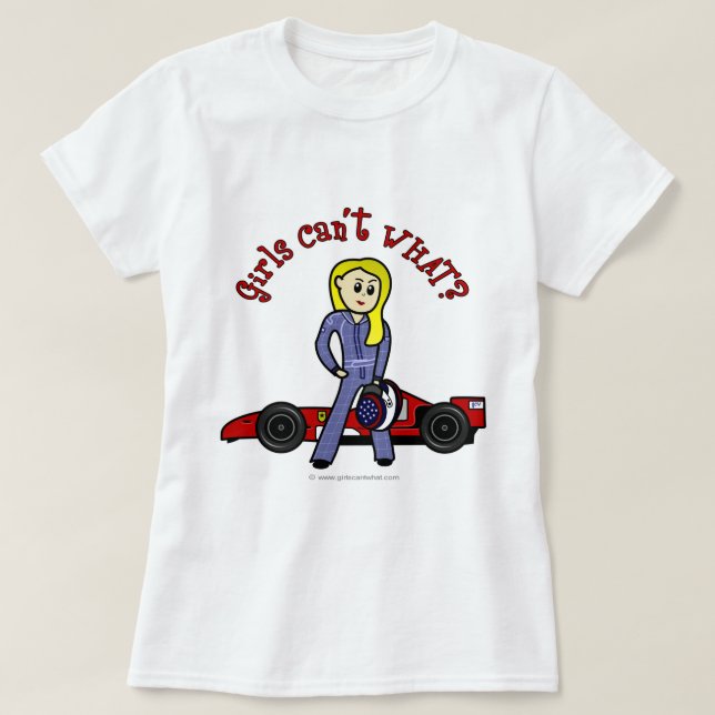 Camiseta Garota de Motorista de Carro Loira (Frente do Design)