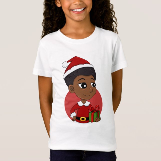 Camiseta Garota de Natal com um desenho afro (Frente)