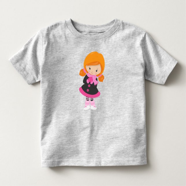 Camiseta Garota De Pé De Gelo, Garota Bonita, Cabelo Laranj (Frente)