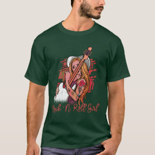 Camiseta Garota de Rock n Roll Música Guitarra Banda de Roc