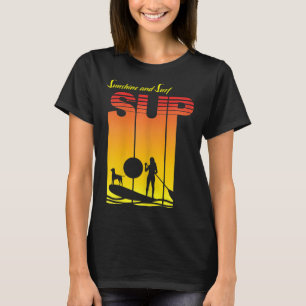Camiseta Garota de Sup Cachorro Stand Up Paddle Board Reman