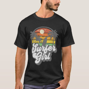 Camiseta Garota de Surf Praia Retro Anos 70 Férias de Surf
