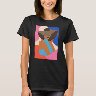 Camiseta Garota de Verão com Chapéu Mulheres modernas rosto