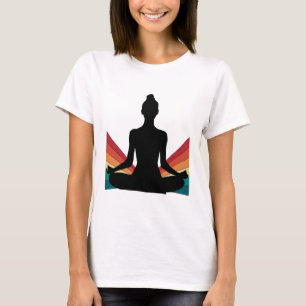 Camiseta Garota de Yoga Retro Minimalista Gráfico de Pose d