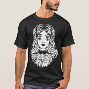Camiseta Garota Diabólica Gótica Satânica Gótica Oculto Ocu