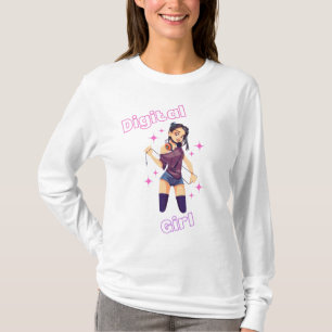 Camiseta garota digital com estrelas