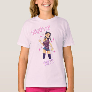 Camiseta garota digital com estrelas