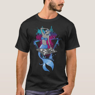 Camiseta Garota DJ Com Misturador de Fones de Ouvido Fofo E