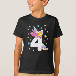 Camiseta Garota do 4º aniversário Unicórnio de 4 anos