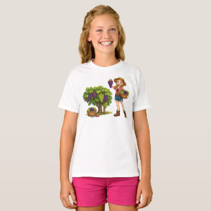 Camiseta Garota do campo colhendo uvas, arte da colheita da