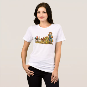 Camiseta Garota do campo com ovos, adorável arte rústica do