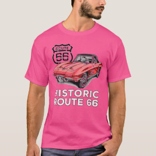 Camiseta garota do carro esportivo histórico da Rota 66