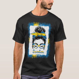 Camiseta Garota do Coque Desarrumado Bandeira da Suécia Sue