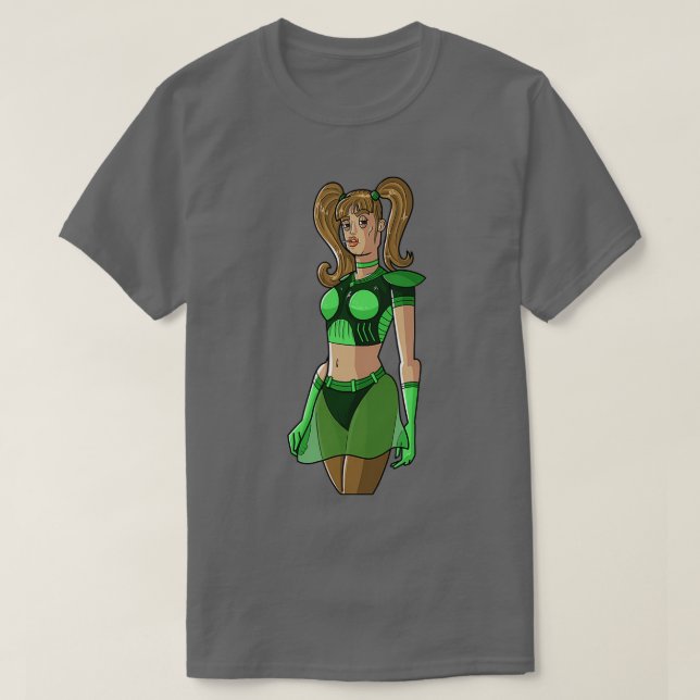 Camiseta Garota do Espaço Cósmico Verde (Frente do Design)