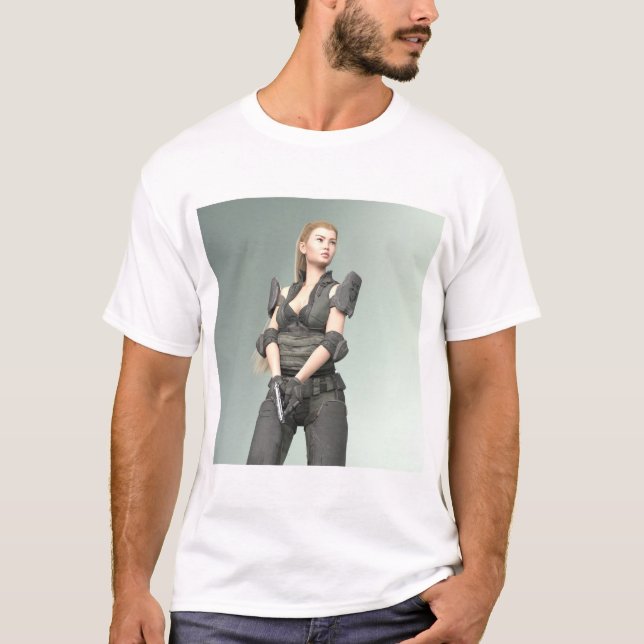 Camiseta Garota do Exército 3 - Impressão Artística (Frente)