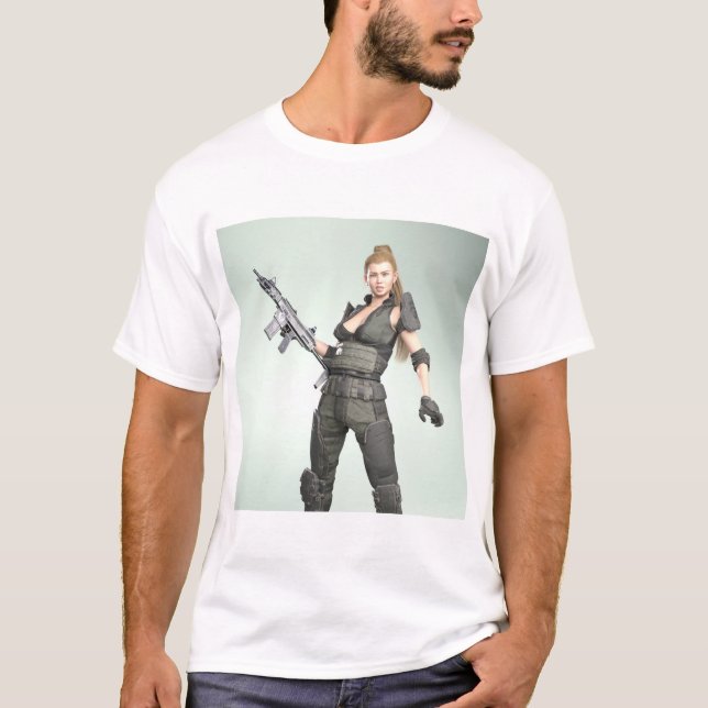 Camiseta Garota do Exército 4 - Impressão de Arte (Frente)